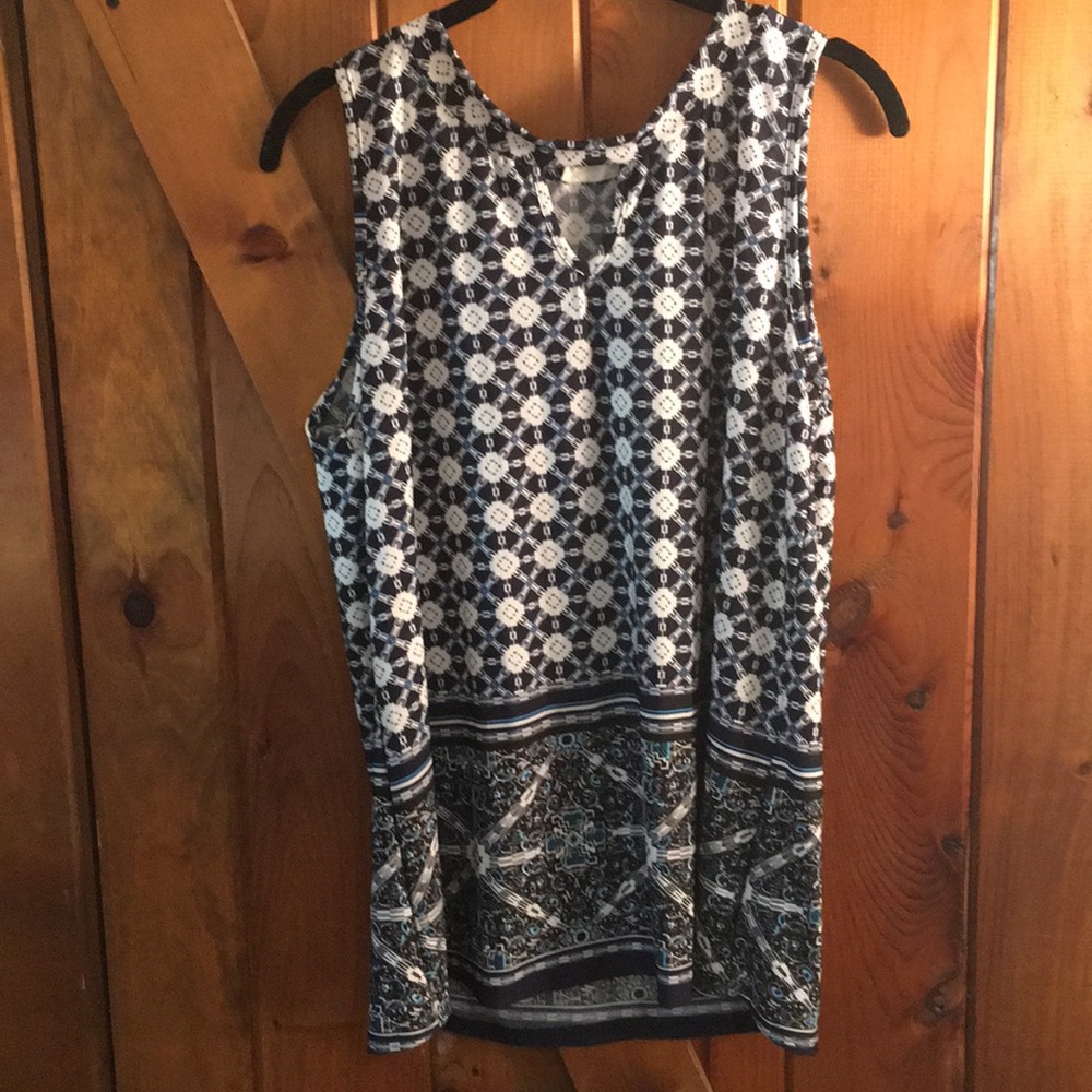 Blue and white printed blouse